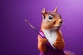 Nimble Squirrel with Magician\'s Wand Portrait. Generative AI illustration
