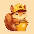 A nimble squirrel sanitation worker cartoon style