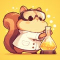 A nimble squirrel scientist cartoon style