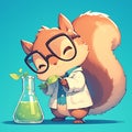 A nimble squirrel scientist cartoon style