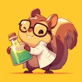 A nimble squirrel scientist cartoon style