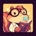 A nimble squirrel scientist cartoon style