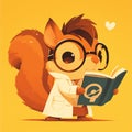 A nimble squirrel scientist cartoon style