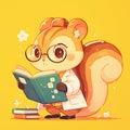 A nimble squirrel scientist cartoon style