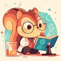 A nimble squirrel scientist cartoon style