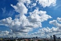 The nimbus clouds in the blue sky over the city Royalty Free Stock Photo