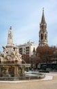 Nimes, Occitanie, France - The Arena square with a Pradier fountain Royalty Free Stock Photo