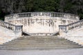 Nimes, Occitanie, France - Decorated monumental stairs and ornaments at the fountain gardens in old town Royalty Free Stock Photo