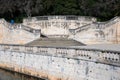 Nimes, Occitanie, France, Detail of decorated stairs and ornaments at the fountain gardens in old town Royalty Free Stock Photo