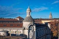 Nimes, Occitanie, France, High angle view over the rooftops of old town