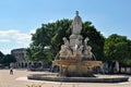 Nimes - Pradier fountain and arena Royalty Free Stock Photo