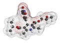 Nimodopine vasospasm drug molecule. 3D rendering. Atoms are represented as spheres with conventional color coding: hydrogen (white
