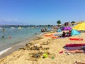 A view of the beautiful vast sandy Ninska Laguna Beach in Nin, Croatia Royalty Free Stock Photo