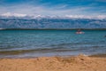 View of the sea and swimmers from the Queen`s Beach, Nin, Croatia Royalty Free Stock Photo