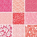 Nine baby girl pink seamless patterns backgrounds Royalty Free Stock Photo