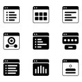 Nine black interface icons on white background graphic Royalty Free Stock Photo