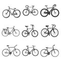 Collection of Nine Stylish Bicycle Silhouettes: Perfect for Design Projects Royalty Free Stock Photo