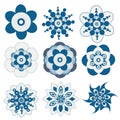 Nine blue flower set vector