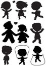 Nine children black silhouettes vector