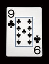 Nine of clubs card with clipping path