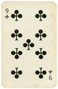 Nine of Clubs old grunge soviet style playing card