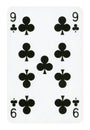 Nine of Clubs playing card - isolated on white