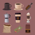 nine coffee drink icons