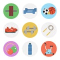 Nine color flat icon set - Fitness