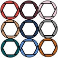 Nine colorful, bright, colorful diaphragms painted