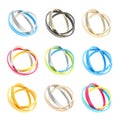 Nine copyspace round frames made of ring hoops