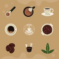 nine delicious coffee icons Royalty Free Stock Photo
