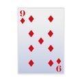 Nine of diamonds card icon, colorful design