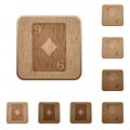 Nine of diamonds card wooden buttons