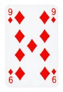 Nine of Diamonds playing card - isolated on white