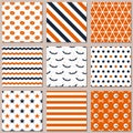 Nine different seamless patterns for Halloween. Endless texture for wallpaper
