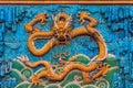 Nine Dragon Wall of marble carving of dragons playing with pearl Royalty Free Stock Photo