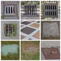 nine drains collage Royalty Free Stock Photo