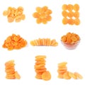 Nine dried apricot. In high resolution