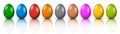 Nine Easter eggs, collection of colored eggs, Easter symbol -