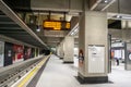 NINE ELMS, LONDON, ENGLAND- 20 September 2021: Dot matrix sign at Nine Elms Station on the first day of opening