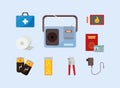 nine emergency kit icons