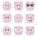 Nine funny pigs