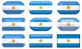 Nine glass buttons of the Flag of Argentina