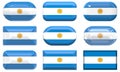 Nine glass buttons of the Flag of Argentina Royalty Free Stock Photo