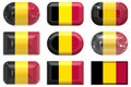 Nine glass buttons of the Flag of Belgium