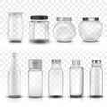 Nine glass jars collection set Royalty Free Stock Photo