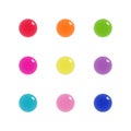 Nine glass orbs of glass in bright colours Royalty Free Stock Photo