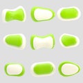 Nine glossy green and white buttons isolated