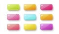 Nine Glossy Pastel Rectangular Buttons on White Background