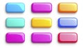 Nine Glossy Pastel Rectangular Buttons on White Background
